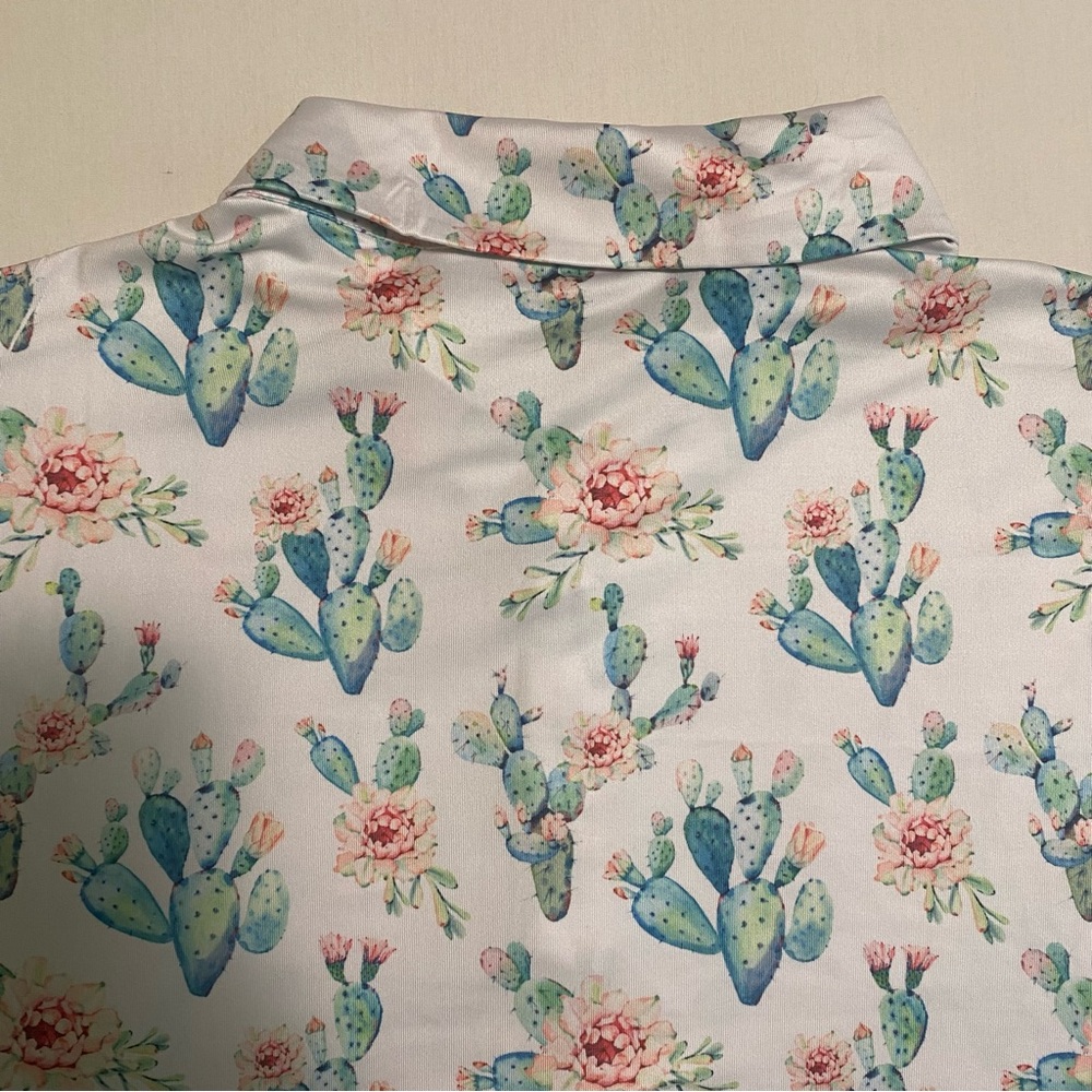 Bad Birdie Floral Cactus Polo Mens L Golf Performance Stretch - Picture 9 of 14
